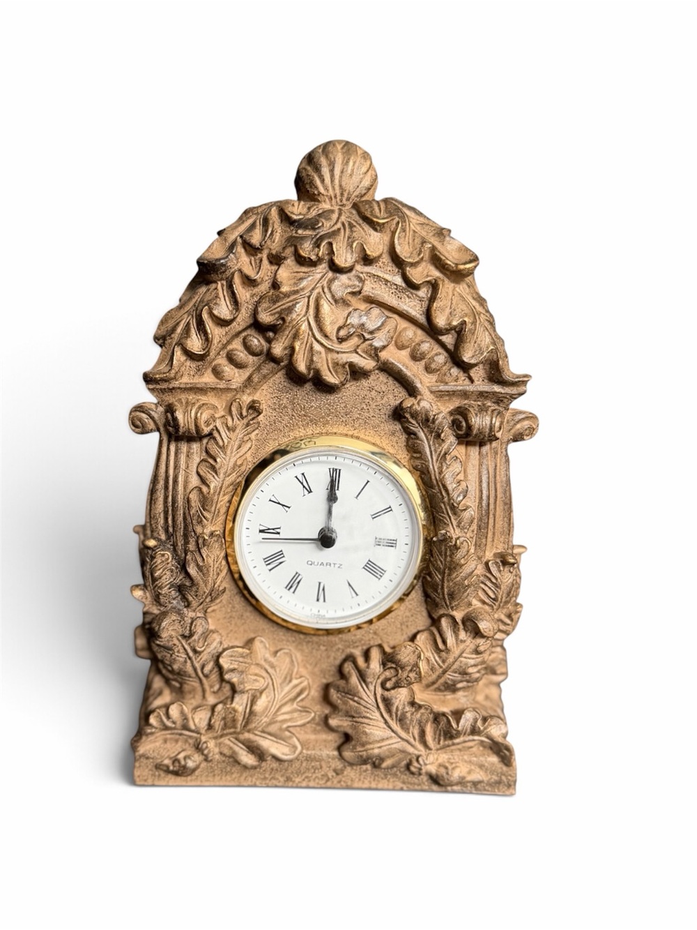 Vintage Metallic Gold Leaf Mantel Clock